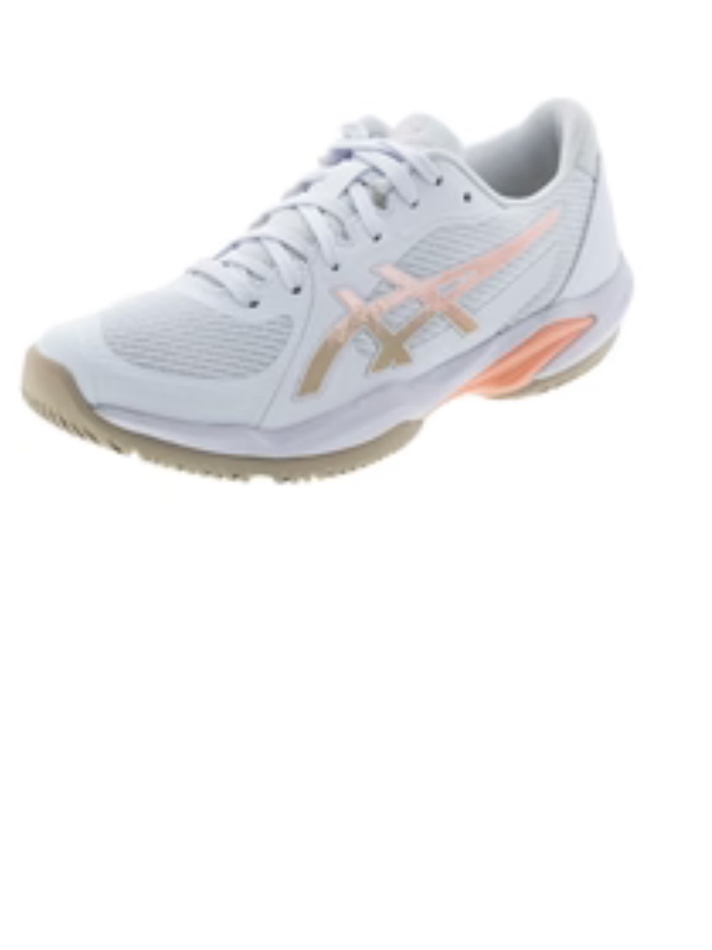 ASICS White Tennis Shoe with Peach and Beige Accents